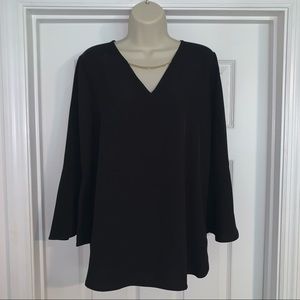 Calvin Klein Bell Sleeve Neck Cutout Blouse